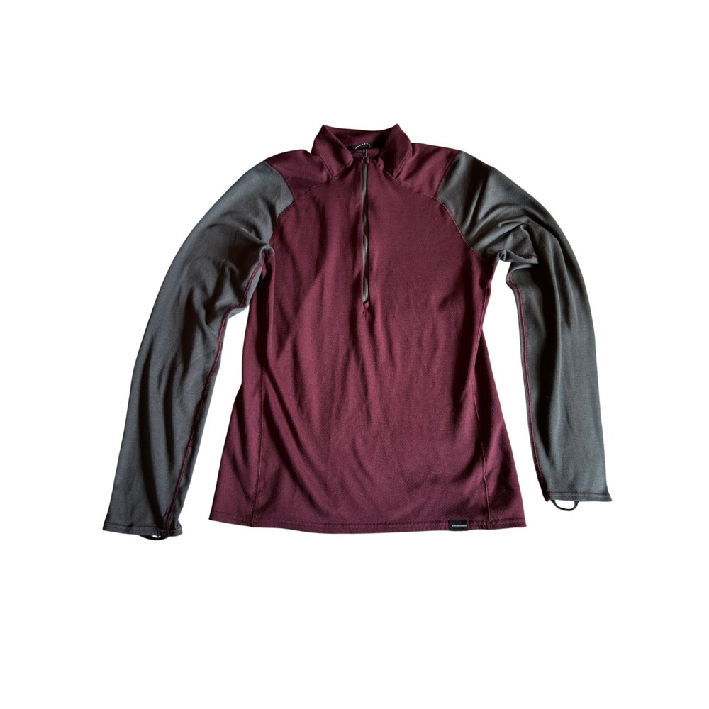 Patagonia Capilene 3 Midweight Quarter Zip Base Layer Mens Small Maroon Gray